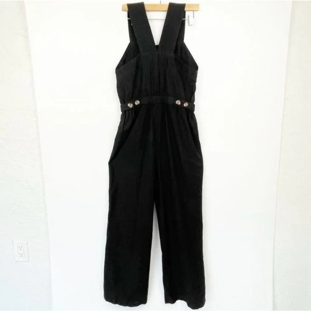 Everlane Black The Fatigue Apron Jumpsuit Cotton Linen 4
